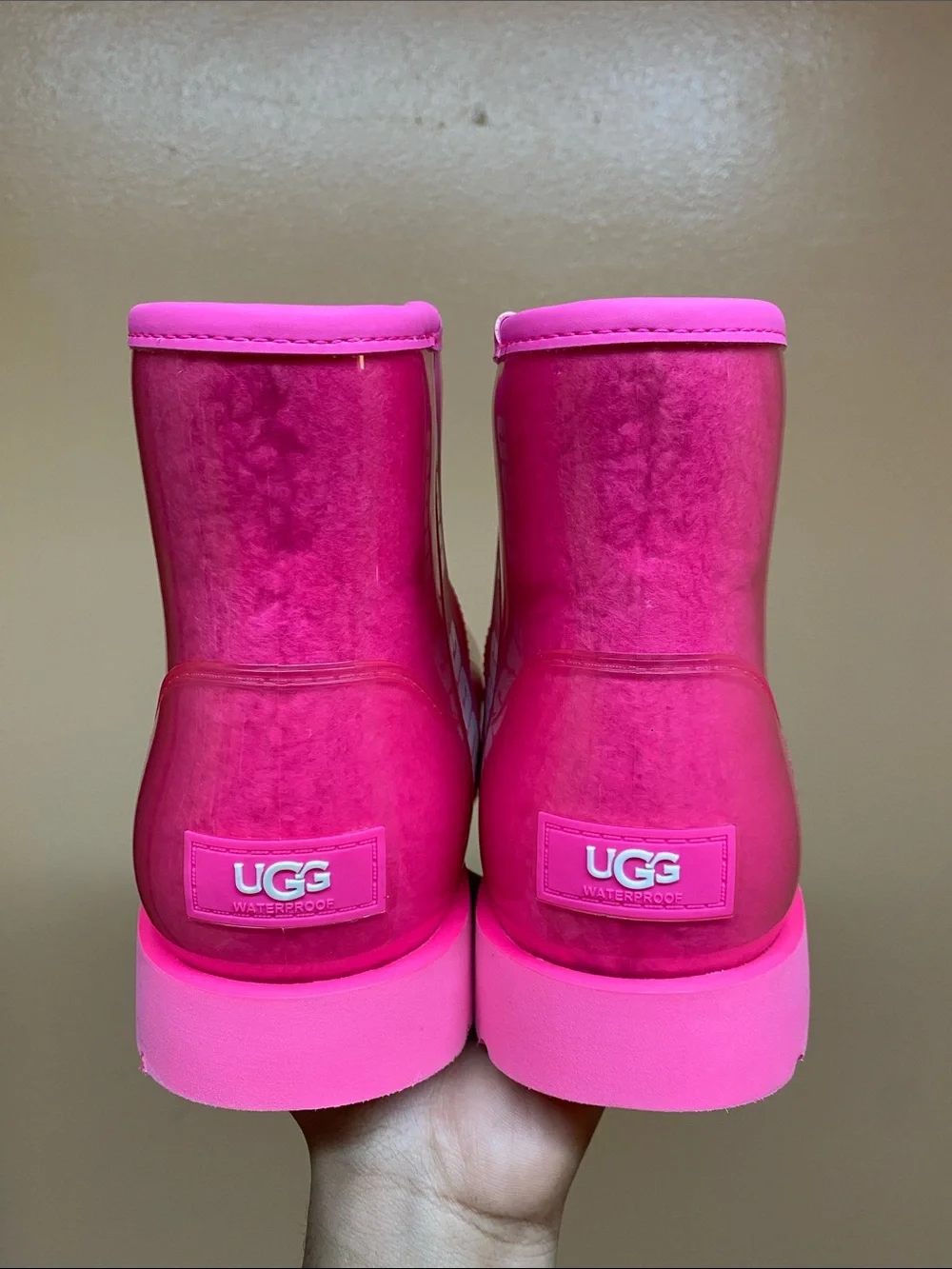 UGG Classic Clear Mini Women’s Waterproof Boots “Rock Rose Taffy Pink” Size 7